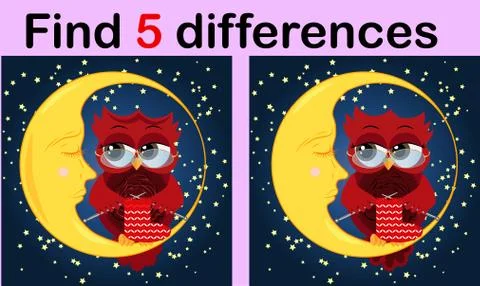 Cartoon Illustration of Find the Differences Educational Activity Game for Ch Illustrazione stock
