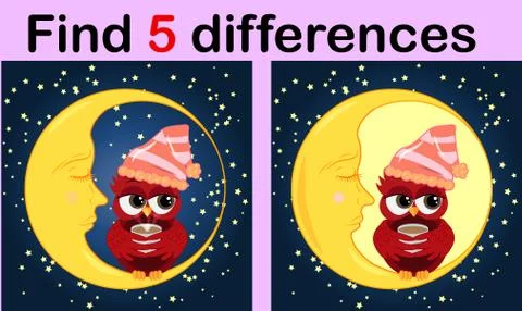 Cartoon Illustration of Find the Differences Educational Activity Game for Ch Illustrazione stock