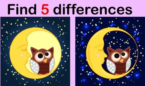 Cartoon Illustration of Find the Differences Educational Activity Game for Ch Illustrazione stock