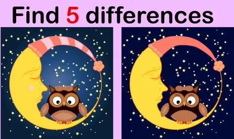 Cartoon Illustration of Find the Differences Educational Activity Game for Ch Stockillustratie