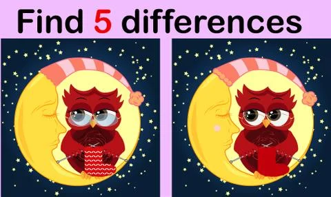 Cartoon Illustration of Find the Differences Educational Activity Game for Ch Illustrazione stock
