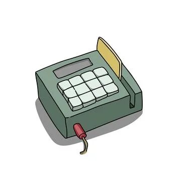 Cartoon illustration of an green EDC machine and a credit card for shopping tran Stock-Illustration