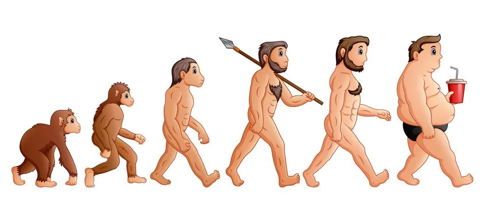 Cartoon illustration of human evolution Stock Illustration