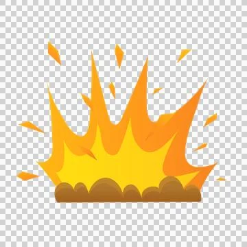 Cartoon illustration of a large fire with flames and smoke on white backgro.. Stock Illustration