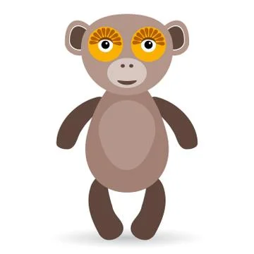 Cartoon illustration of a monkey on a white background. Stock Illustration