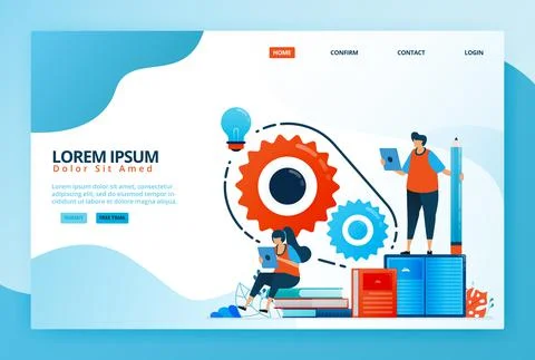 Cartoon illustration for reading to solve problems in brainstorming. Find sol Stock Illustration