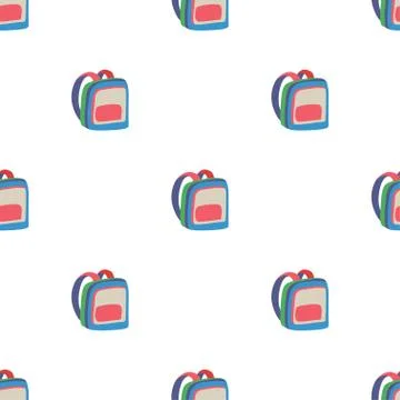 Cartoon illustration with seamless pattern with multicolor backpack 库存插图