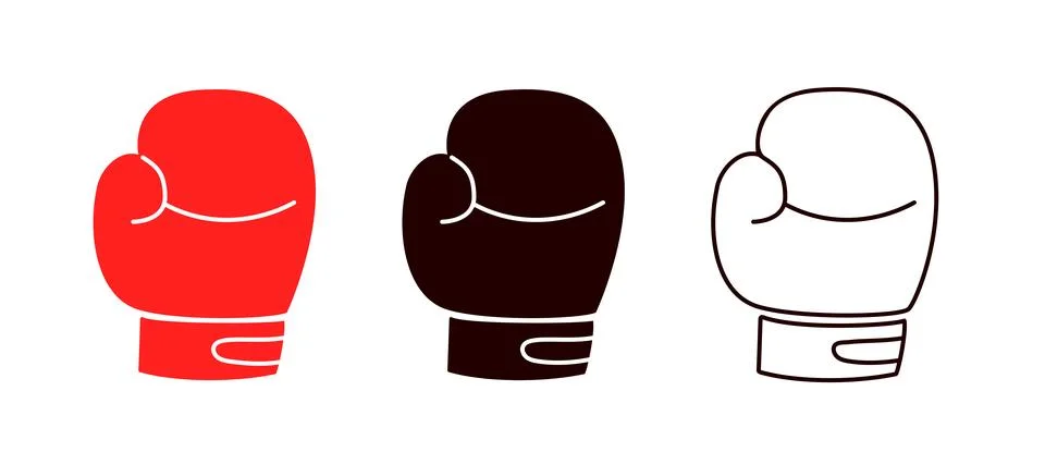 Cartoon Illustration Vector Set of Back View Boxing Glove Icons Three Version Illustrazione stock
