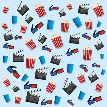 Cartoon illustration with yellow popcorn pattern on white background. Pink Stock Illustration