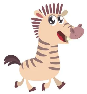 Cartoon illustration of zebra .Vector character illustration isolated Stock Illustration