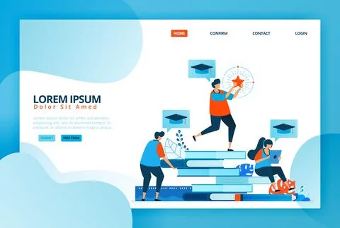 Cartoon illustrations for educational and learning scholarship programs. Onli Stock Illustration