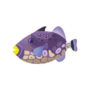 Cartoon illustrations of trigger clown fish isolated on white background. Stock Illustration