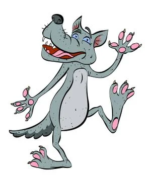 Cartoon image of happy wolf dancing Stock Illustration