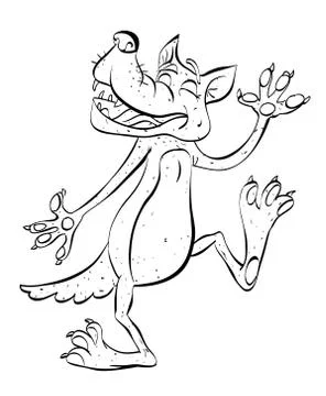 Cartoon image of happy wolf dancing Stock Illustration