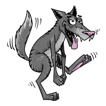 Cartoon image of happy wolf dancing Stock Illustration