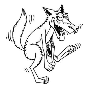 Cartoon image of happy wolf dancing Stock Illustration