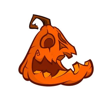 Cartoon image of Jack O' Lantern with orange pumpkin white background. Hallow Stock Illustration