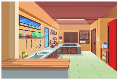 Cartoon image of the kitchen for cooking. Stock Illustration