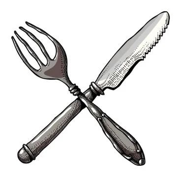 Cartoon image of knife and fork Illustrazione stock