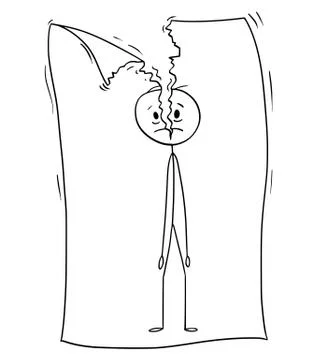 Cartoon of Image of Man on Teared Paper Stock Illustration