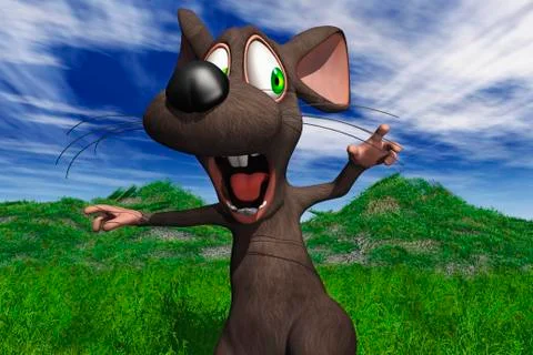 Cartoon image of a mouse being chased Stock Illustration