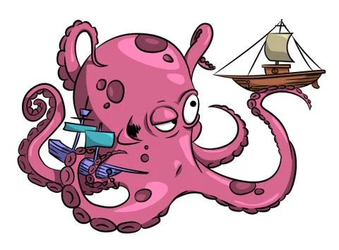 Cartoon image of octopus Stock Illustration