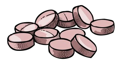 Cartoon image of Pills Icon. Tablet symbol Stock Illustration