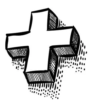 Cartoon image of Plus Icon. Cross symbol Stock Illustration