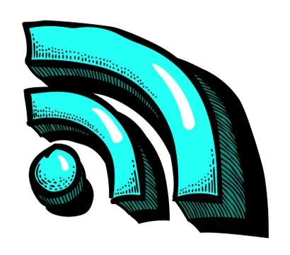 Cartoon image of RSS Icon for your web design, app, UI Stock Illustration