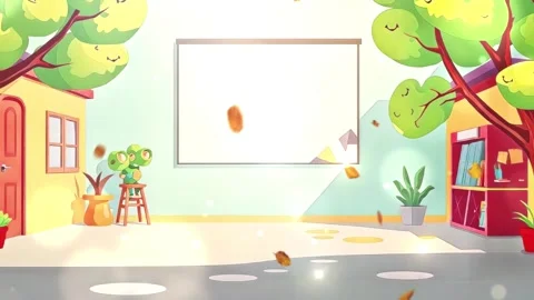A cartoon image of a school courtyard Stock Footage 292908239