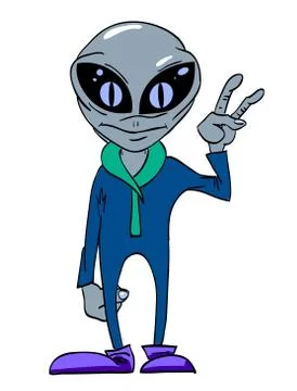 Cartoon image of space alien Illustrazione stock