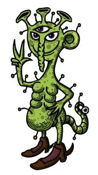 Cartoon image of space alien Illustrazione stock