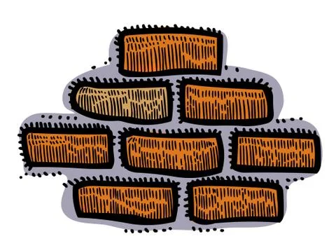 Cartoon image of Wall Icon. Wall brick symbol Stock Illustration