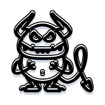Cartoon imp creature with horns and tail Stock Illustration
