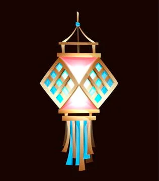 Cartoon Indian lantern, lamp. Vector cartoon 3d Stock Illustration