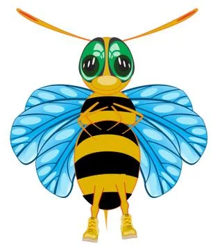 Cartoon insect bee on white background is insulated Illustrazione stock