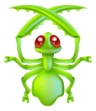 Cartoon insect preying mantis bug Stock Illustration