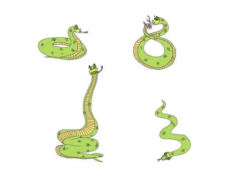 Cartoon interesting snakes different situations Stockillustratie