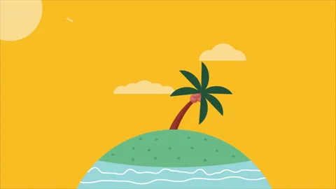 Cartoon Island Stock Footage 219556353
