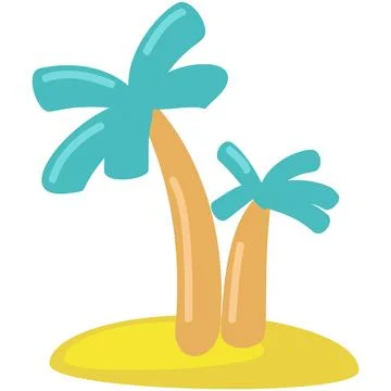 Cartoon island with palm tree vector beach icon Stock Illustration