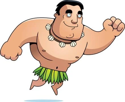 Cartoon islander jumping Stock Illustration