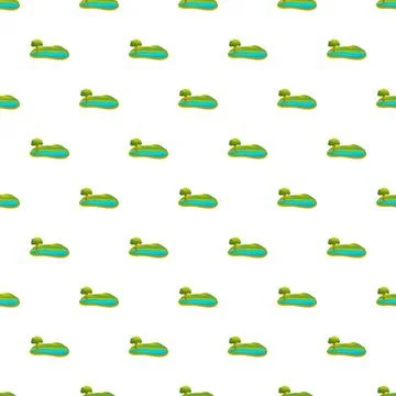 Cartoon islands pattern with tree and water body 스톡 일러스트