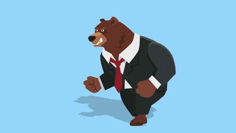 Cartoon isolated angry bear concept businessman broker walk cycle animation 스톡 동영상 124693891