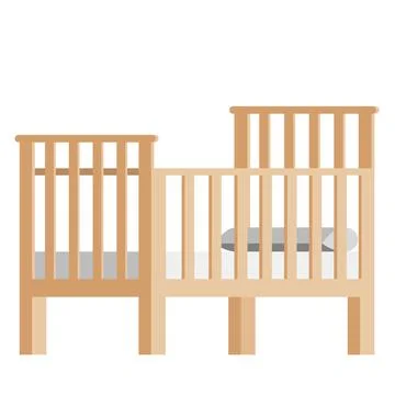 Cartoon isolated object nursery crib cot baby bed Stock Illustration