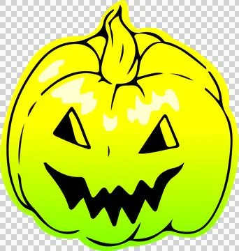 Cartoon jack-o'-lantern is being shown on clear background, with gradient, Stock Illustration