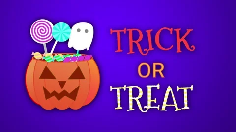 A cartoon jack-o'-lantern candy bucket and ghost. 库存影片 314984162