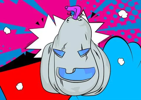 Cartoon Jack O' Lantern, comic book Halloween Pumpkin. Retro vector comics .. Stockillustratie