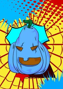 Cartoon Jack O' Lantern, comic book Halloween Pumpkin. Retro vector comics .. イラスト素材