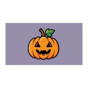 Cartoon jack-o'-lantern pumpkin on purple background for halloween fun Stock Illustration