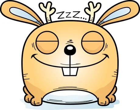 Cartoon Jackalope Napping Stock Illustration